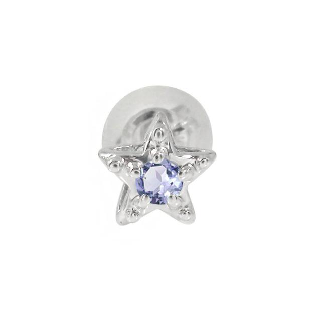 ピアス プラチナ タンザナイト スター 星 片耳ピアス 誕生石 スタッド シリコンキャッチ付き レディース【送料無料】の通販は