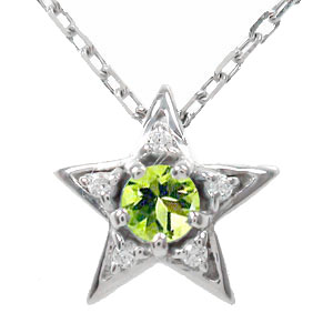 ネックレス ペリドット 流れ星 ネックレス 10金 星 ペンダント レディース【送料無料】の通販は 27,170円