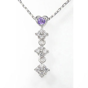 ネックレス アメジストネックレス 花束 18金 誕生石 花 ハート フラワーペンダント レディース【送料無料】の通販は