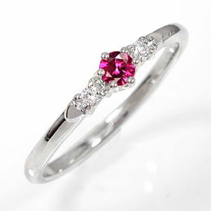 リング ハートリング ルビー 指輪 18金 誕生石 ピンキーリング レディース【送料無料】の通販は