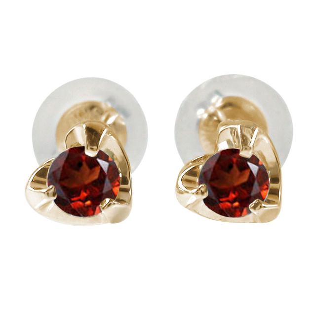 ピアス 10金 ガーネット 誕生石 ハートモチーフ ピアス スタッド シリコンキャッチ付き レディース【送料無料】の通販は 16,350円