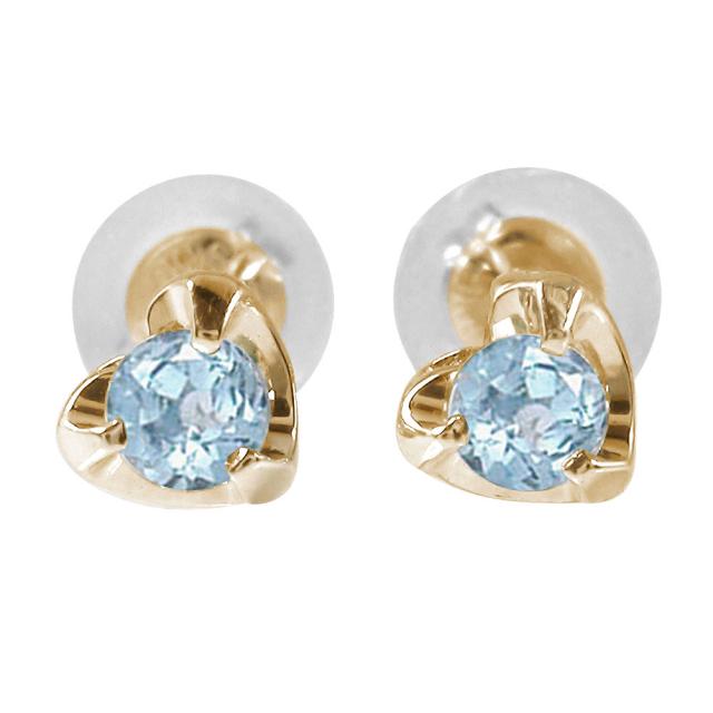 ピアス 10金 アクアマリン 誕生石 ハートモチーフ ピアス スタッド シリコンキャッチ付き レディース【送料無料】の通販は 15,260円