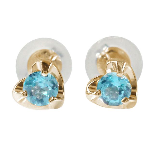 ピアス 10金 ブルートパーズ ハートモチーフ ピアス 誕生石 スタッド シリコンキャッチ付き レディース【送料無料】の通販は