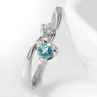 指輪 ブルートパーズ ダイヤモンド ハート 指輪 一粒 リング 流れ星 k10ホワイトゴールド  ピンキーリング レディース【送料無料】の通販は