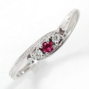 リング スリーストーンリング ルビー 指輪 ピンキー 誕生石 10金 トリロジーリング レディース【送料無料】の通販は
