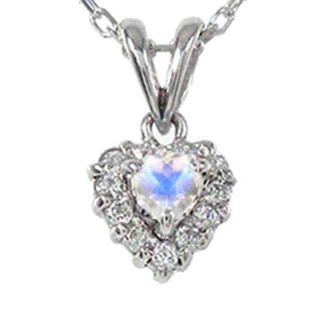 ネックレス 取り巻き ダイヤモンド ネックレス ブルームーンストーン 10金 ハートペンダント レディース【送料無料】の通販は 33,670円
