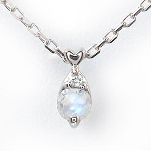 ネックレス しずくネックレス ブルームーンストーン 18金 優しい ハート ペンダント レディース【送料無料】の通販は