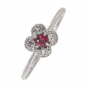 リング 花 ルビー リング 18金 指輪 フラワーモチーフ ピンキー ダイヤモンド レディース【送料無料】の通販は