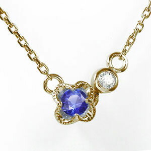 ネックレス 誕生石 ネックレス サファイア 10金 プチペンダント 華 種 花 フラワー モチーフ カラーストーン レディース【送料無料】の通販は