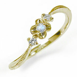 リング 花 フラワーモチーフ ピンキーリング 誕生石 トリロジー 10金 ブルームーンストーン ダイヤモンド 指輪 レディース【送料無料】の通販は 32,800円