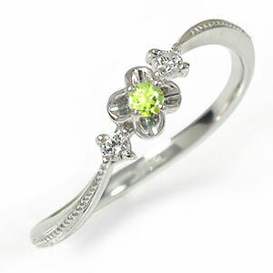 リング ペリドット リング プラチナ 誕生石 フラワーモチーフ 花 トリロジー ピンキー 指輪 レディース【送料無料】の通販は 45,800円