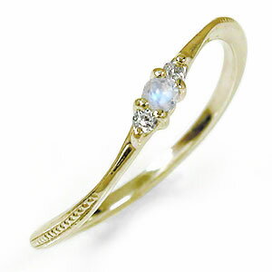 指輪 ミル ピンキーリング 誕生石 トリロジー 10金 ブルームーンストーン ダイヤモンド 指輪 レディース【送料無料】の通販は