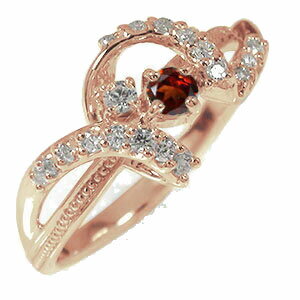 指輪 ピンキーリング 18金 ガーネット 誕生石 リボン アンティーク ミル 指輪 レディース【送料無料】の通販は