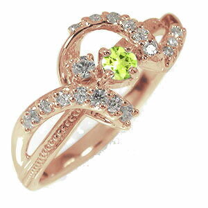 リング ピンキーリング 18金 ペリドット 誕生石 アンティーク ミル 指輪 レディース【送料無料】の通販は