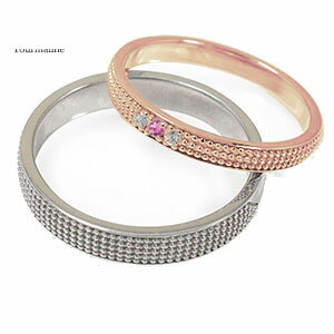 18金 ピンクトルマリン マリッジリング 誕生石 ミルグレイン 2本セット 結婚指輪 ペアリング 指輪レディース メンズ セット価格の通販は 190,600円