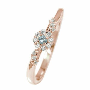 指輪 ピンキーリング 18金 アクアマリン 誕生石 アンティーク ミル 花 マニフィーク 指輪 フラワー 取り巻き レディース【送料無料】の通販は