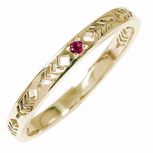 リング インディアンジュエリー  10金 ルビー ピンキーリング 羽 フェザー 飛躍 運気上昇 エタニティ 指輪 誕生石 レディースの通販は