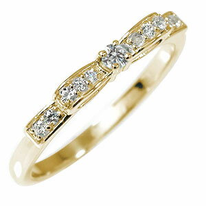 リング 10金 誕生石 ピンキーリング ダイヤモンド 指輪 リボン レディース【送料無料】の通販は