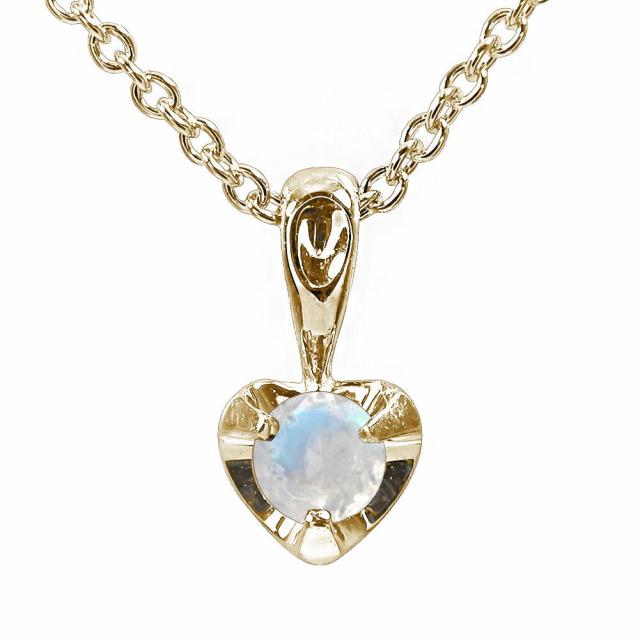 ネックレス ブルームーンストーン  ネックレス k18イエローゴールド ハート  一粒 ペンダント レディース【送料無料】の通販は