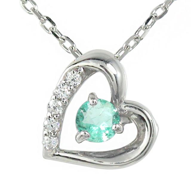 ペンダント トップ エメラルド ネックレス プラチナ ダイヤモンド ペンダント ハート 誕生石 微笑み 笑顔 モチーフ チャーム レディースの通販は