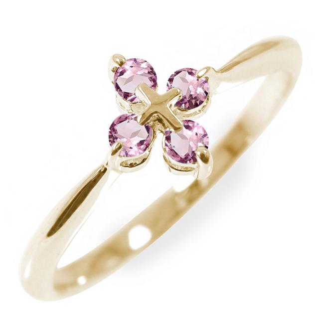 リング ピンクトルマリン ピンキーリング クロス 十字架 リング 指輪 10金 k10 10k レディース【送料無料】の通販は