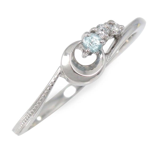 指輪 月 流星 アクアマリン リング プラチナ ピンキー 誕生石 指輪 レディース【送料無料】の通販は