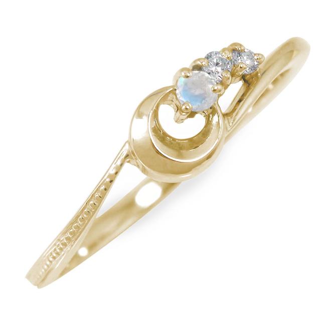 リング 誕生石 ピンキーリング 10金 ブルームーンストーン 指輪 月 流星 レディース【送料無料】の通販は