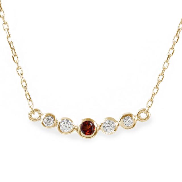 ネックレス 誕生石 ネックレス ガーネット 10金 ダイヤモンド カラーストーン プチペンダント レディース【送料無料】の通販は