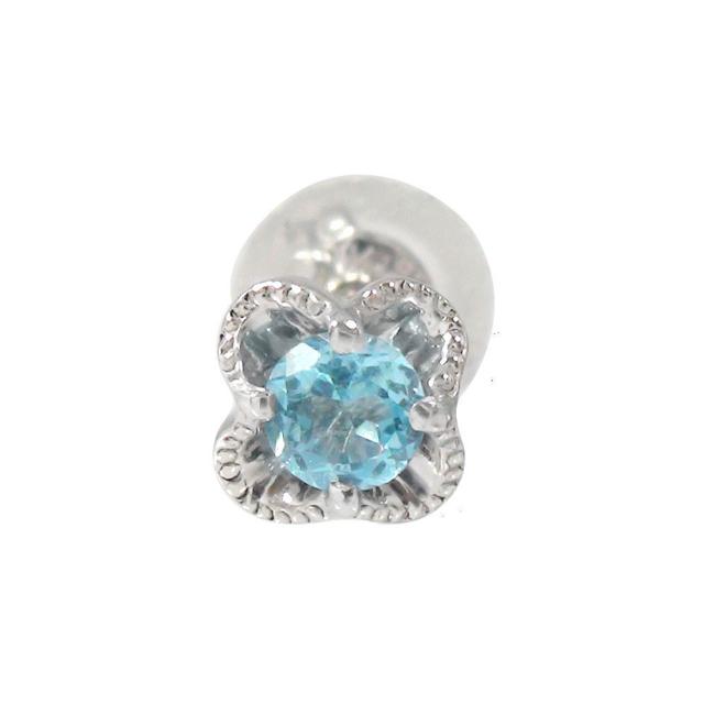 ピアス プラチナ ブルートパーズ 花 フラワーモチーフ 片耳ピアス 誕生石 スタッド シリコンキャッチ付き レディース【送料無料】の通販は