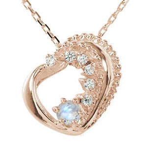 ペンダント トップ ネックレス ブルームーンストーン 美しい モチーフ 18金 ハート 誕生石 ダイヤモンド プチペンダント チャーム の通販は