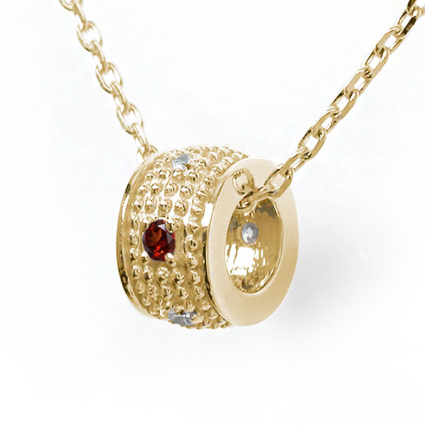 ペンダント トップ ミルグレイン 誕生石 ネックレス ガーネット 10金 千の粒 バレル モチーフ ダイヤモンド プチペンダント チャーム の通販は