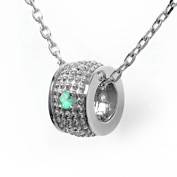 ペンダント トップ エメラルド ネックレス プラチナ ダイヤモンド ペンダント ミルグレイン 誕生石 千の粒 バレル モチーフ チャーム の通販は