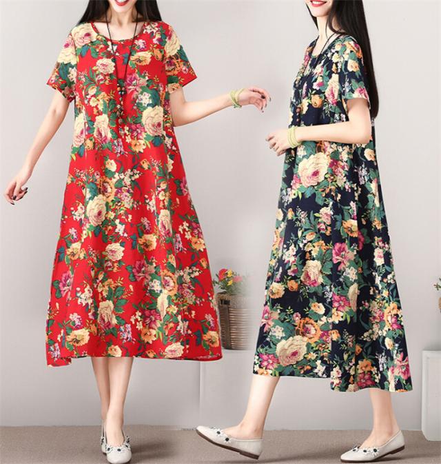 チュニックワンピース 春物 綿麻 ふんわり ゆったり 花柄 マキシ丈 ストレッチ インナー 長袖 Aライン セレブ ワンピ 森ガール ドレスの通販はau Pay マーケット Jmmj