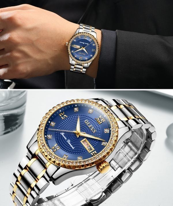 送料無料 海外限定 Olevs ラグジュアリーゴールドダイヤモンド メンズ腕時計 クォーツ ダイヤルスチール ウォッチ 領収発行可 の通販はau Pay マーケット 福壱堂