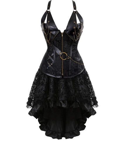 スチームパンク ヴィンテージ コルセットドレス セクシー レザー ゴシック パンク コルセット スカート セット 大きいサイズ有 ブラックの通販はau Pay マーケット プレイワン Au Pay マーケット店