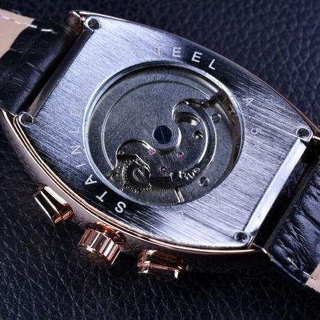 Forsiningメンズ腕時計 自動巻き 機械式腕時計 トノー トゥールビヨン 