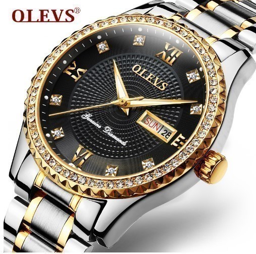 海外限定 Olevs ラグジュアリーゴールドダイヤモンド メンズ腕時計 クォーツ ダイヤルスチール ウォッチの通販はau Pay マーケット 福壱堂 Au Pay マーケット店