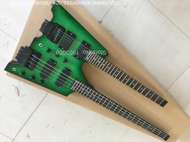 262 ダブルネックヘッドレスエレクトリックギター Gem Green Flamed Maple 6弦ギター 4弦ベースコンボ エレキベースギターの通販はau Pay マーケット プレイワン Au Pay マーケット店