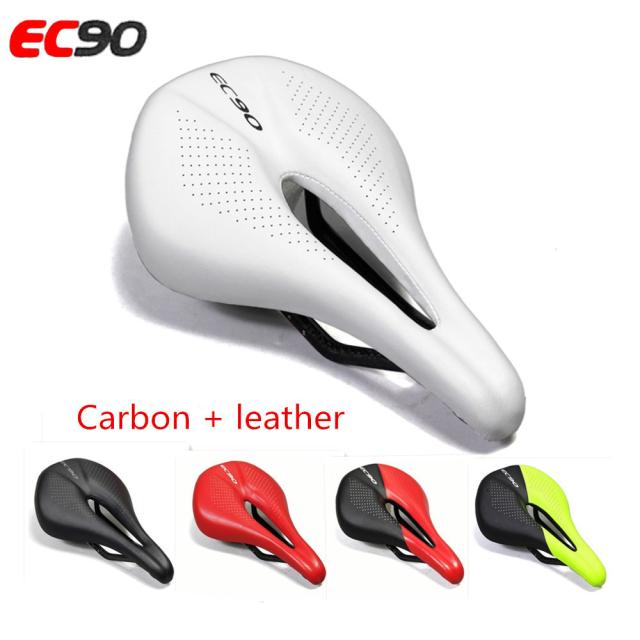 EC90 カーボン + 革自転車シートサドル MTB ロードバイクサドル 
