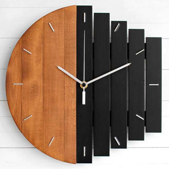 木製掛け時計壁掛けアナログ時計レトロモダンデザインヴィンテージ
