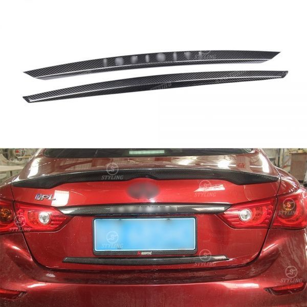 V37 スカイライン インフィニティ Q50 ウェットカーボン リアトランクトリム ガーニッシュ ロゴ入り グロスフィニッシュ Uv加工の通販はau Pay マーケット プレイワン Au Pay マーケット店