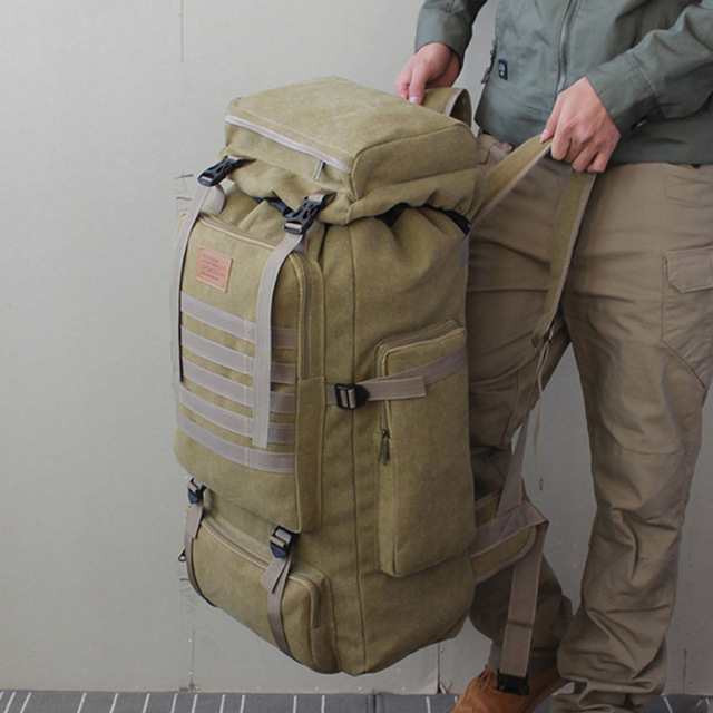 60l 大型ミリタリーバッグ キャンバスバックパック タクティカルバッグ キャンプ ハイキング リュックサック アーミーの通販はau Pay マーケット プレイワン Au Pay マーケット店