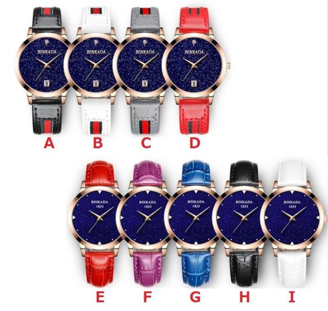 高級革 バンド Binkada 海外ブランド輸入 レディース 腕時計 Bk シンプル 高級ライン コンプリート カレンダー機能 耐衝撃 全9種類 C157の通販はau Pay マーケット プレイワン Au Pay マーケット店