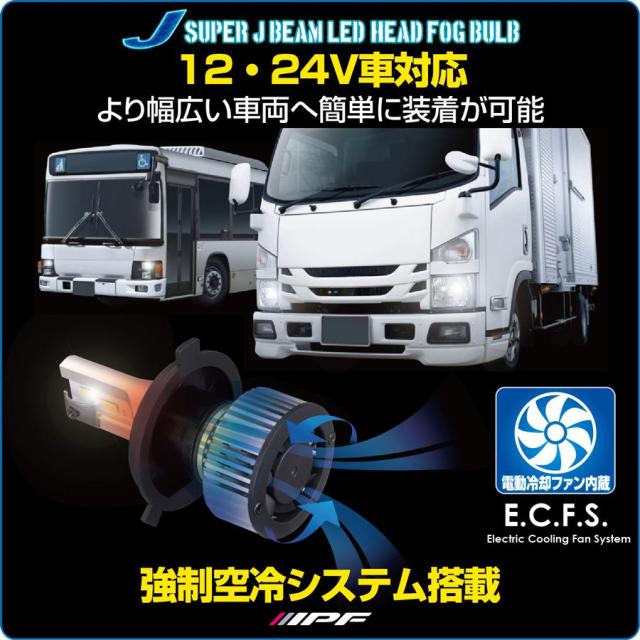 【おまけ付】JL52 IPF スーパー J ビーム LED ヘッド＆フォグ バルブ 6200K H4 12V・24V車対応 1年保証 車検対応_3