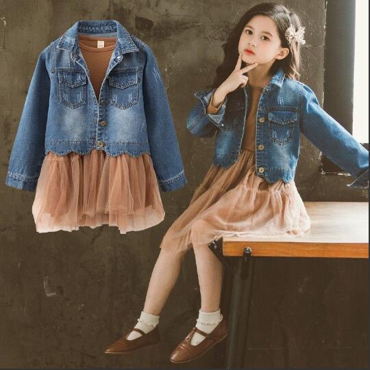 子供服 女の子 デニムジャケット 2点セット ショート丈 コート 長袖 ワンピース 新作 おしゃれ 可愛い 春秋 秋服 ジュニア キッズ カの通販はau Pay マーケット うらみ販売