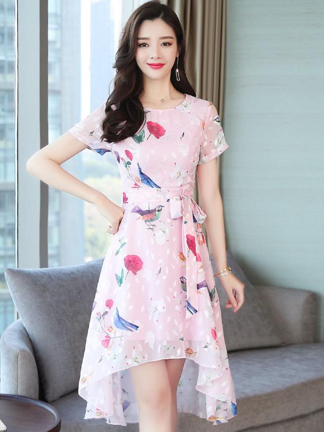 春夏 花柄 シフォンワンピース きれいめ 半袖 Aラインワンピース オシャレ 着痩せ チュニックワンピース 30代 40代 ドレス 通勤 Ol 膝丈 の通販はau Pay マーケット うらみ販売
