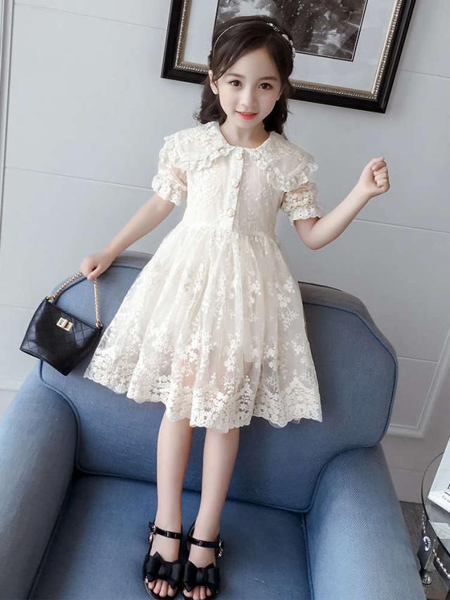 女の子 夏 新作 レースワンピース おしゃれ 子ども 半袖 Aラインワンピース きれいめ ワンピース 可愛い 通学ワンピース ジュニアドレス の通販はau Pay マーケット うらみ販売