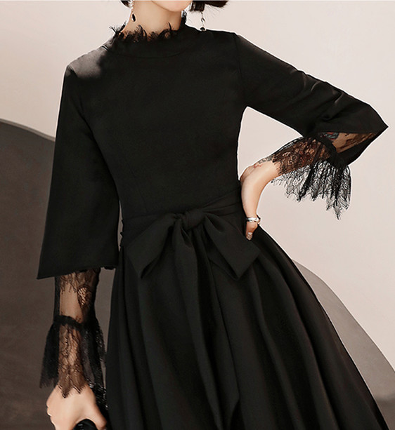 パーティードレス レディース 食事会 ワンピース レース切り替え 長袖 イブニングドレス 披露宴 二次会ドレス お呼ばれ Aラインドレス 結の通販はau Pay マーケット うらみ販売