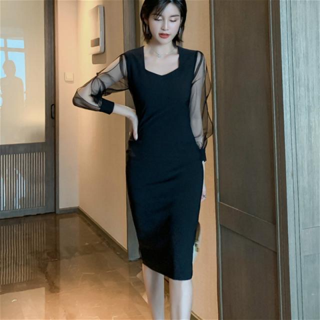ワンピース ミディアム丈 透ける タイトスワンピース 春秋冬 キャバドレス セクシー 長袖ワンピース パーティードレス 通勤 ｏｌ 二次会 の通販はau Pay マーケット うらみ販売