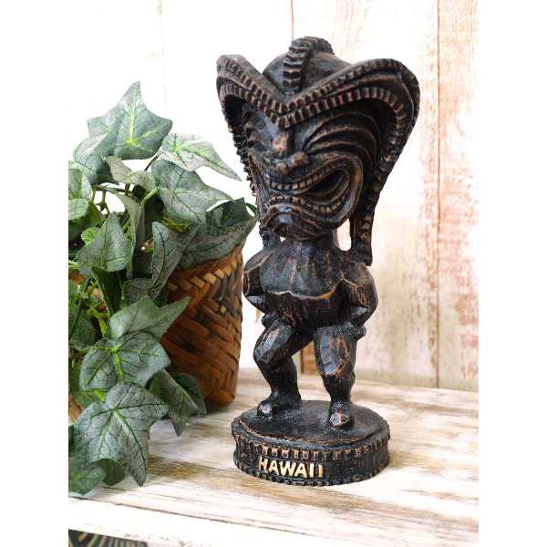 舌を出すハワイのティキ ミニテーブル彫刻オブジェインテリアガーデンアウトドアアロハ置物彫像神像トロピカルマリンハワイアン雑貨飾り - 家具、インテリア